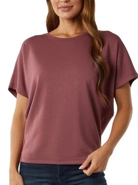 32 Degrees Womens Purple Soft Cozy Short Sleeve Top XS
